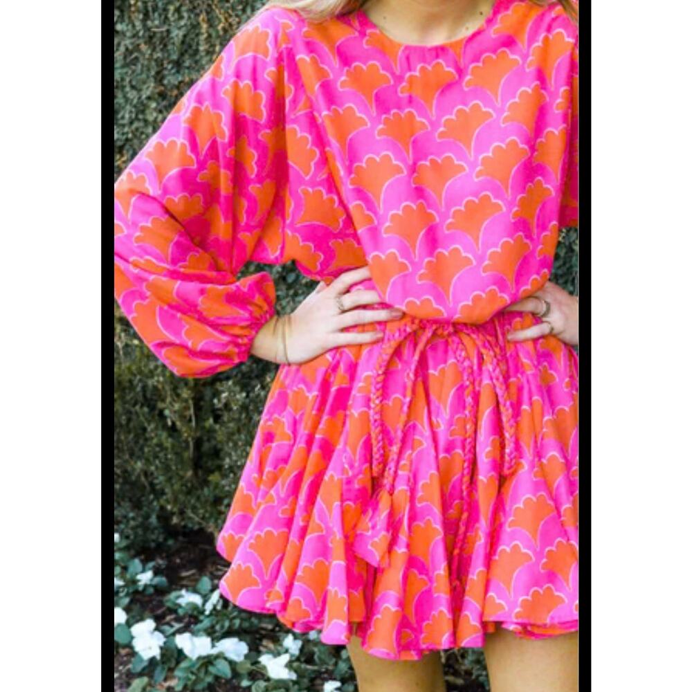 Pink & Orange Floral-Print Mini Dress